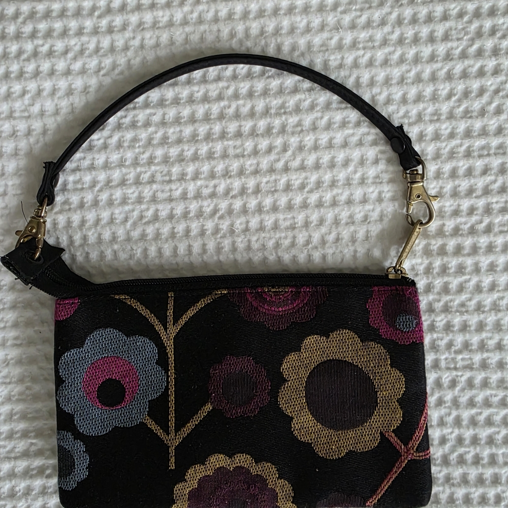 Elegant Floral Black Wristlet